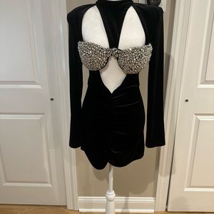 Sexy black velvet dress